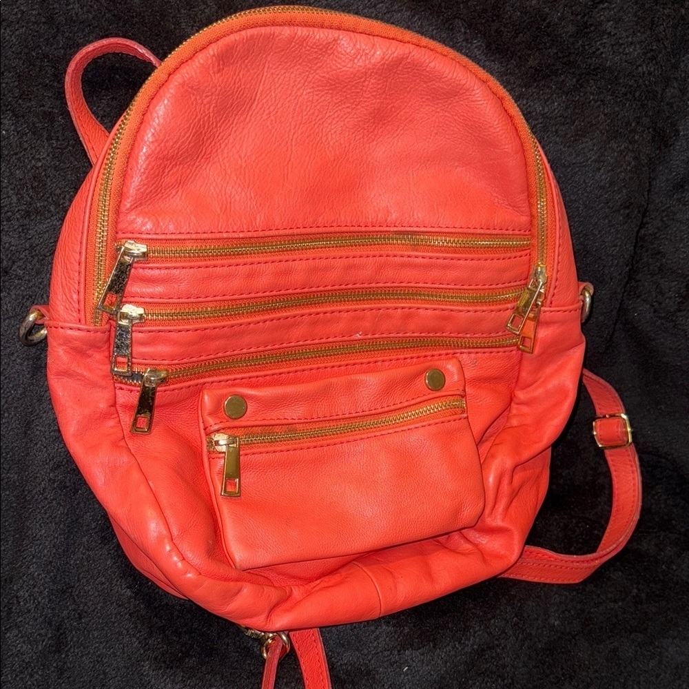 Laura Di Maggio Soft Stylish Orange Leather Backpack Rare*